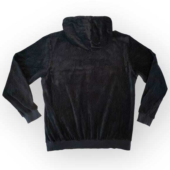 Fila Womens Y2K 00s Hoodie Velvet Ribbed Gold Embroidery Pull Over Black - Picture 4 of 14